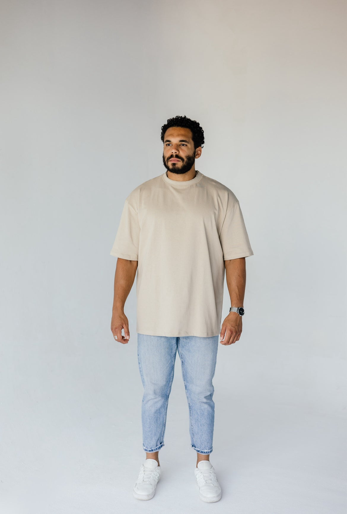Double Collar T-shirt - Beige